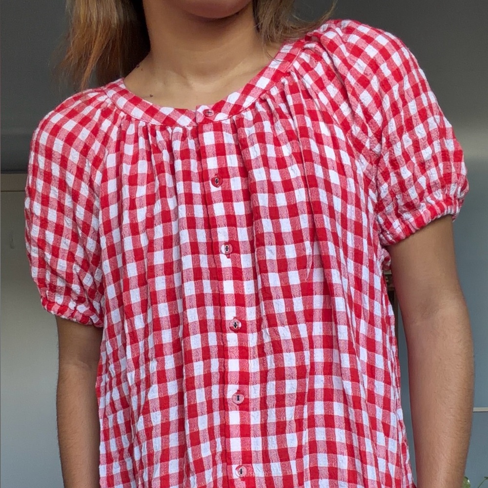 Red Gingham Babydoll Top
